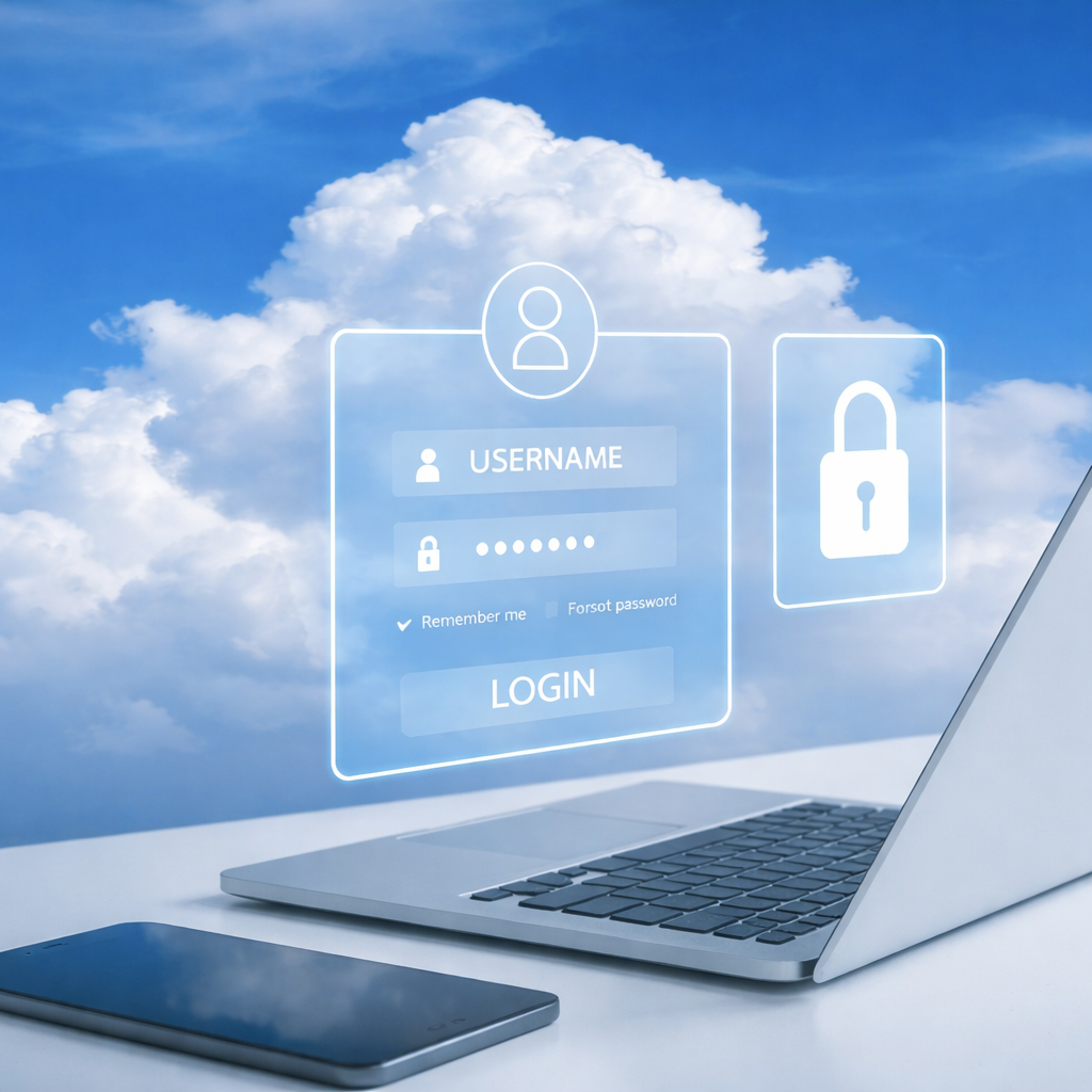Secure user authentication process with login interface and data protection concept